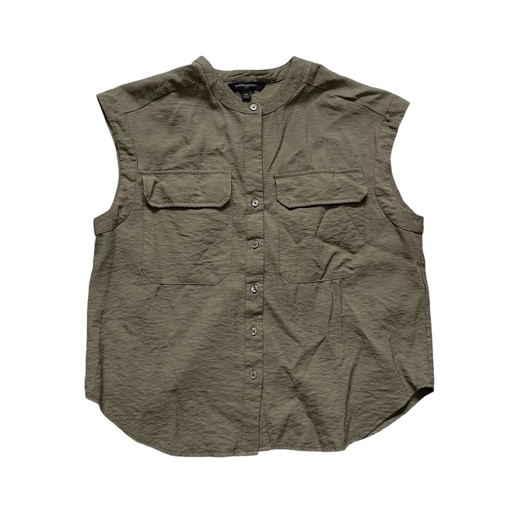 BANANA REPUBLIC Brown Sleeveless Button Front Blouse XS